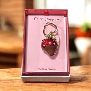 New Betsey Johnson chocolate dipped strawberry purse keychain charm